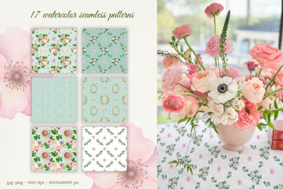 Download Rococo Wild Rose Tea Time Watercolor - Premium Bundle