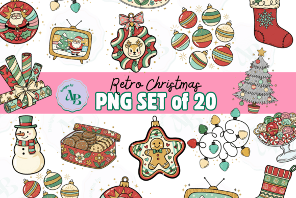 Download Retro Vintage Christmas Clip Art Set - Christmas clip art Collection