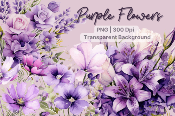 Download Purple Flowers Watercolor Flower Clipart - Watercolor flower Collection
